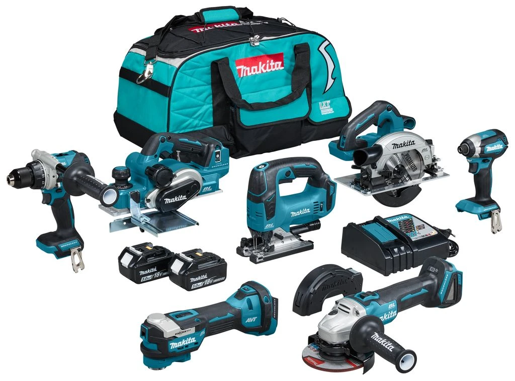 Makita DLX7019TX1 18V Li-Ion Accu Combiset (2x 5,0Ah) In Tas - Koolborstelloos 1 Makita DLX7019TX1 18V Li-Ion Accu Combiset (2x 5,0Ah) In Tas - Koolborstelloos