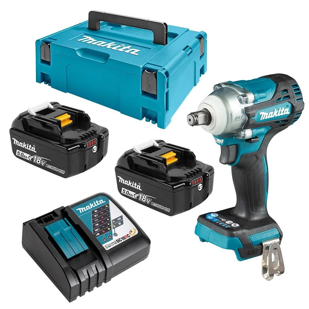 Makita DTW300RTJ 18V Li-ion Accu Slagmoersleutel Set (2x 5.0Ah Accu) In Mbox - 330Nm - 1/2" 1 Makita DTW300RTJ 18V Li-ion Accu Slagmoersleutel Set (2x 5.0Ah Accu) In Mbox - 330Nm - 1/2"