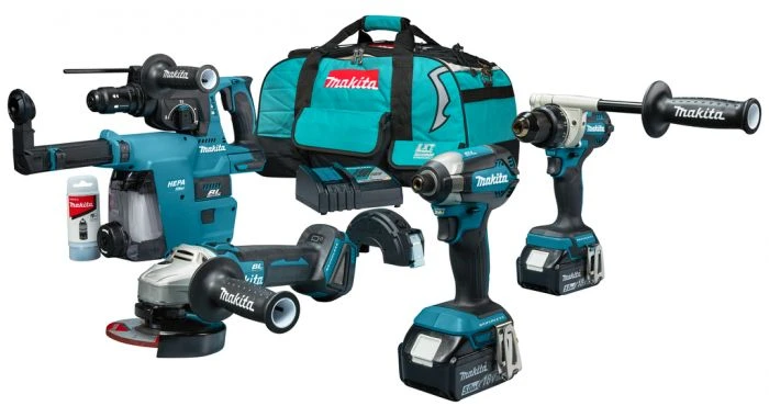 Makita DLX4155TX1 18V Li-ion Accu 4-delige Combiset (2x 5.0Ah Accu) In Tas 1 Makita DLX4155TX1 18V Li-ion Accu 4-delige Combiset (2x 5.0Ah Accu) In Tas