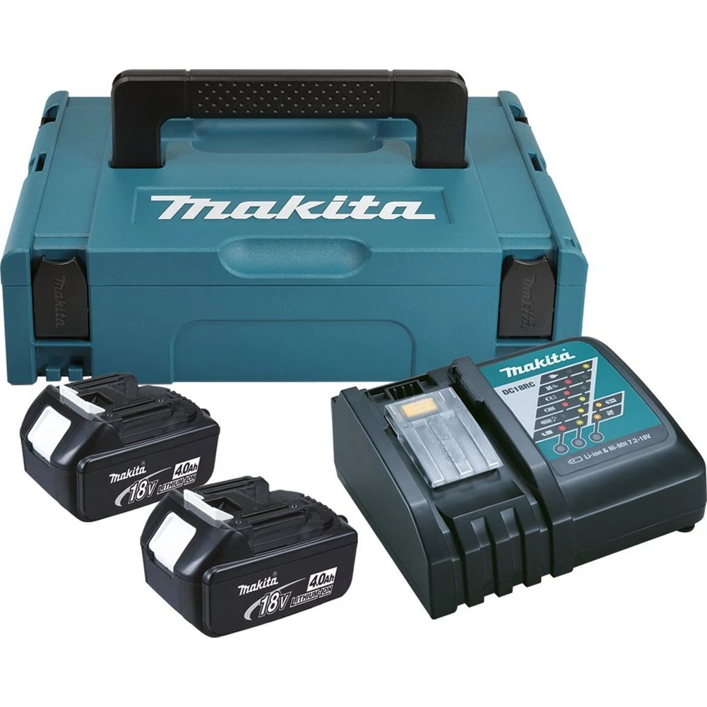 Makita 196866-5 18V Li-Ion Accu Starterset (2x 4.0Ah) + Lader In Mbox 1 Makita 196866-5 18V Li-Ion Accu Starterset (2x 4.0Ah) + Lader In Mbox