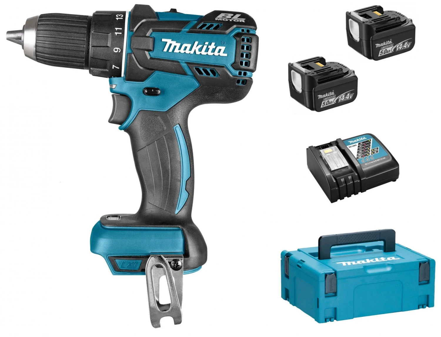 Makita DDF470RTJ 14.4V Li-Ion Accu Boor-/schroefmachine Set (2x 5.0Ah Accu) In Mbox - Koolborstelloos 1 Makita DDF470RTJ 14.4V Li-Ion Accu Boor-/schroefmachine Set (2x 5.0Ah Accu) In Mbox - Koolborstelloos