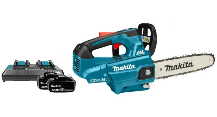 Makita DUC256PT2 2X18V Li-Ion Accu Kettingzaag Set (2x 5,0Ah) - 25cm - Koolborstelloos 1 Makita DUC256PT2 2X18V Li-Ion Accu Kettingzaag Set (2x 5,0Ah) - 25cm - Koolborstelloos