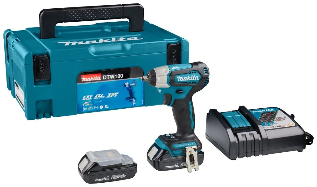 Makita DTW180RAJ 18V Li-Ion Accu Slagmoersleutel Set (2x 2,0Ah) In Mbox - 3/8" - Koolborstelloos 2 Makita DTW180RAJ 18V Li-Ion Accu Slagmoersleutel Set (2x 2,0Ah) In Mbox - 3/8" - Koolborstelloos - Afbeelding 2