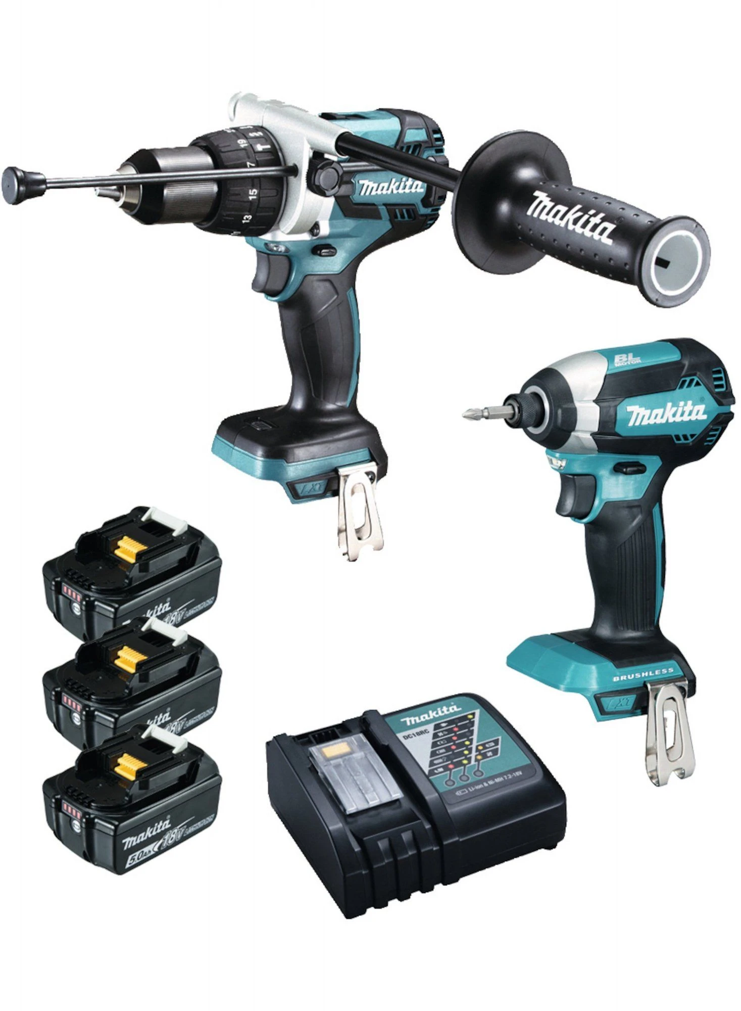 Makita DLX2174TJ1 18V Li-Ion Accu Klopboor-/schroefmachine (DHP481) & Slagschroevendraaier (DTD153) Combiset (3x 5.0Ah Accu) In Mbox 1 Makita DLX2174TJ1 18V Li-Ion Accu Klopboor-/schroefmachine (DHP481) & Slagschroevendraaier (DTD153) Combiset (3x 5.0Ah Accu) In Mbox