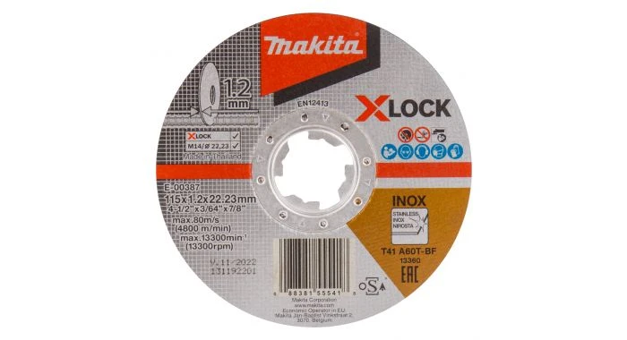 Makita E-00387 Doorslijpschijf X-LOCK 115x22,23x1,2mm RVS (10st) 1 Makita E-00387 Doorslijpschijf X-LOCK 115x22,23x1,2mm RVS (10st)