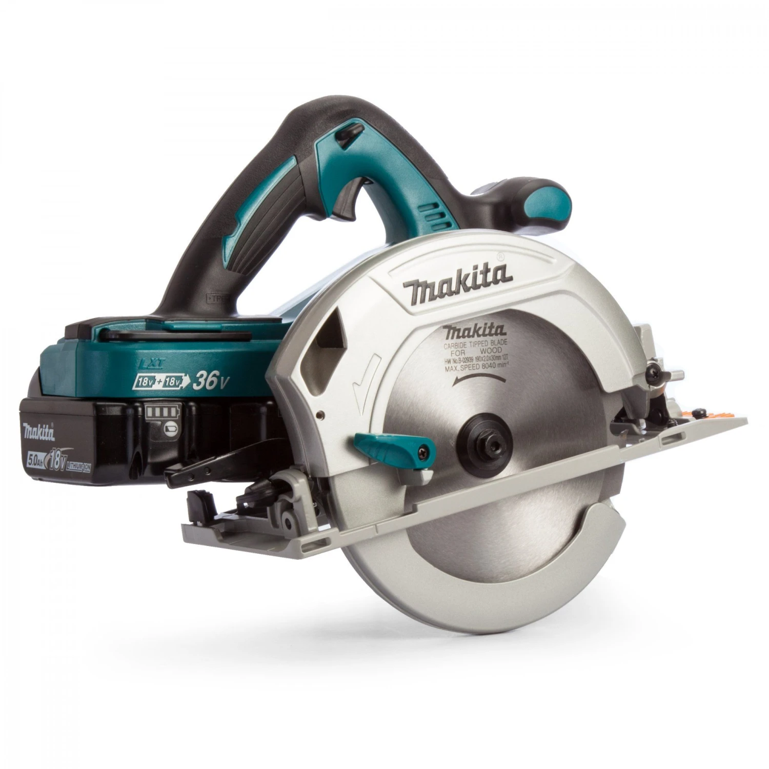 Makita DHS710PT2J 36V (2x 18V) Li-Ion Accu Cirkelzaag Set Incl. Duolader (2x 5.0Ah Accu) In Mbox - 190mm 1 Makita DHS710PT2J 36V (2x 18V) Li-Ion Accu Cirkelzaag Set Incl. Duolader (2x 5.0Ah Accu) In Mbox - 190mm