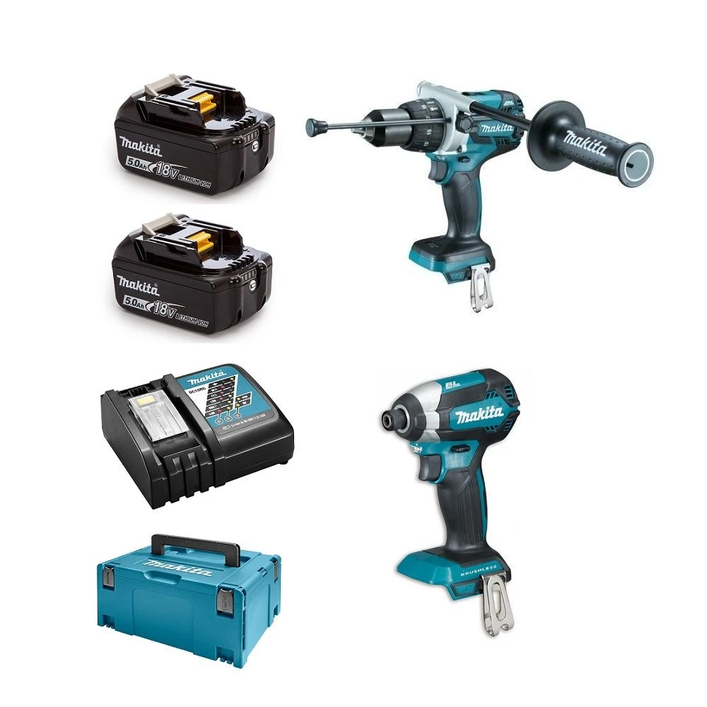 Makita DLX2174TX1 18V Li-Ion Accu Klopboor-/schroefmachine (DHP481) & Slagschroevendraaier (DTD153) Combiset (2x 5.0Ah Accu) In Mbox - Koolborstelloos 1 Makita DLX2174TX1 18V Li-Ion Accu Klopboor-/schroefmachine (DHP481) & Slagschroevendraaier (DTD153) Combiset (2x 5.0Ah Accu) In Mbox - Koolborstelloos