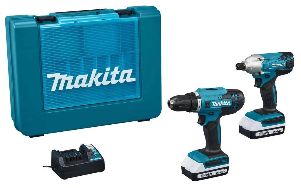 Makita DK18A35X2 18V Li-Ion Accu Klopboor-/schroefmachine (DF488DZ) & Slagschroevendraaier (TD127DZ) Combiset (2x 2Ah) In Koffer 1 Makita DK18A35X2 18V Li-Ion Accu Klopboor-/schroefmachine (DF488DZ) & Slagschroevendraaier (TD127DZ) Combiset (2x 2Ah) In Koffer