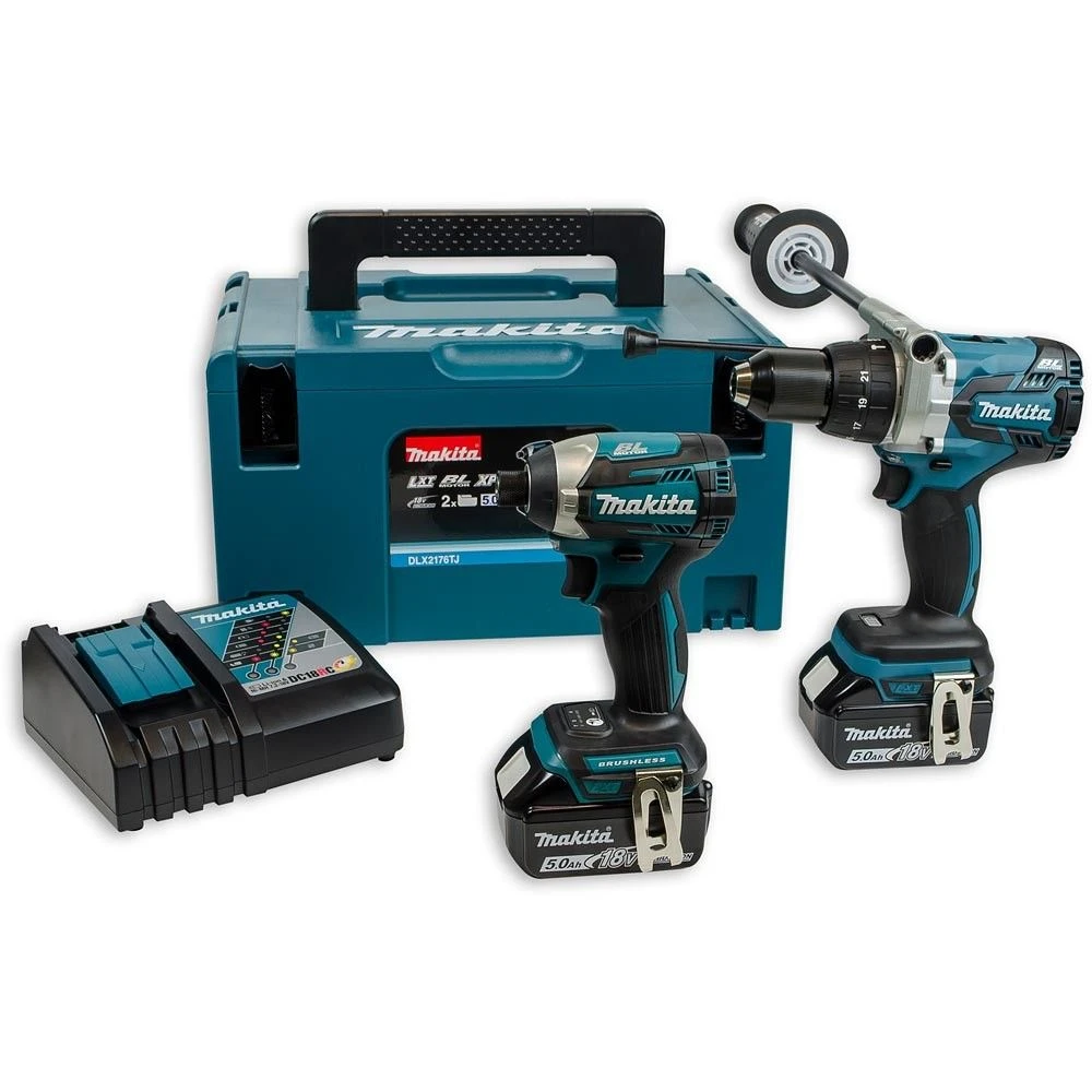 Makita DLX2176TJ 18V Li-Ion Accu Klopboor-/schroefmachine (DHP481) & Slagschroevendraaier (DTD154) Combiset (2x 5.0Ah Accu) In Koffer 1 Makita DLX2176TJ 18V Li-Ion Accu Klopboor-/schroefmachine (DHP481) & Slagschroevendraaier (DTD154) Combiset (2x 5.0Ah Accu) In Koffer