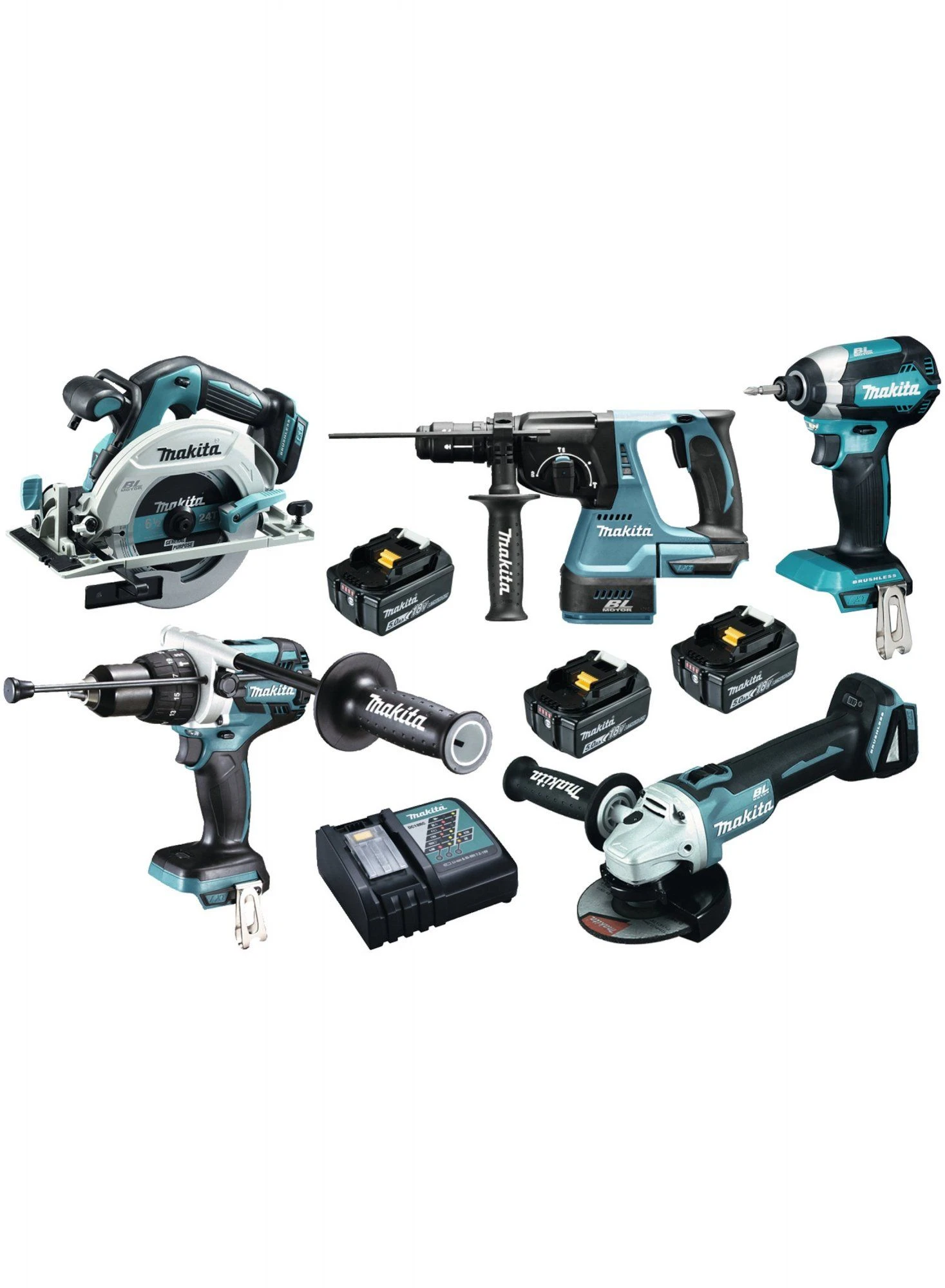 Makita DLX5023TJ 18V Li-Ion Accu 5 Delige Combiset (3x 5,0Ah Accu) In Mbox 1 Makita DLX5023TJ 18V Li-Ion Accu 5 Delige Combiset (3x 5,0Ah Accu) In Mbox