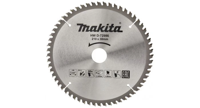 Makita D-72986 Cirkelzaagblad - 210 X 30 X 60T - Aluminium 1 Makita D-72986 Cirkelzaagblad - 210 X 30 X 60T - Aluminium