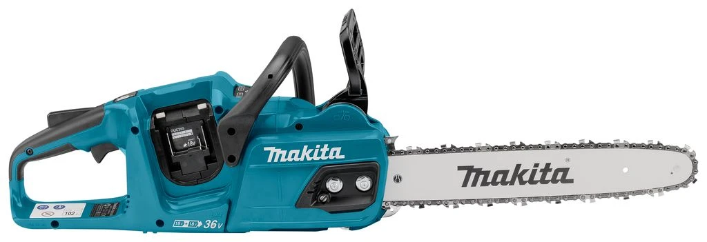 Makita DUC355PG2J 2x18V Li-Ion Accu Kettingzaag Set (2x 6,0Ah) Incl. Mbox - 35cm - Koolborstelloos 3 Makita DUC355PG2J 2x18V Li-Ion Accu Kettingzaag Set (2x 6,0Ah) Incl. Mbox - 35cm - Koolborstelloos - Afbeelding 3