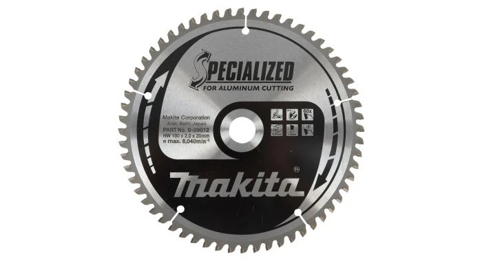 Makita B-09612 Specialized Cirkelzaagblad - 190 X 20 X 60T - Aluminium / Trespa / Kunststof 1 Makita B-09612 Specialized Cirkelzaagblad - 190 X 20 X 60T - Aluminium / Trespa / Kunststof