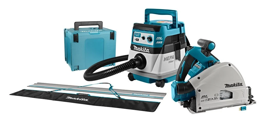 Makita DLX2274JX1 36V (2x 18V) Li-Ion Accu Invalcirkelzaag (DSP601ZJU) & Stofzuiger (DVC864LZX1) Combiset 1 Makita DLX2274JX1 36V (2x 18V) Li-Ion Accu Invalcirkelzaag (DSP601ZJU) & Stofzuiger (DVC864LZX1) Combiset