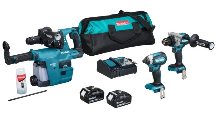 Makita DLX3154TX1 18V Li-ion Accu 3-delige Combiset (2x 5.0Ah Accu) In Tas 1 Makita DLX3154TX1 18V Li-ion Accu 3-delige Combiset (2x 5.0Ah Accu) In Tas