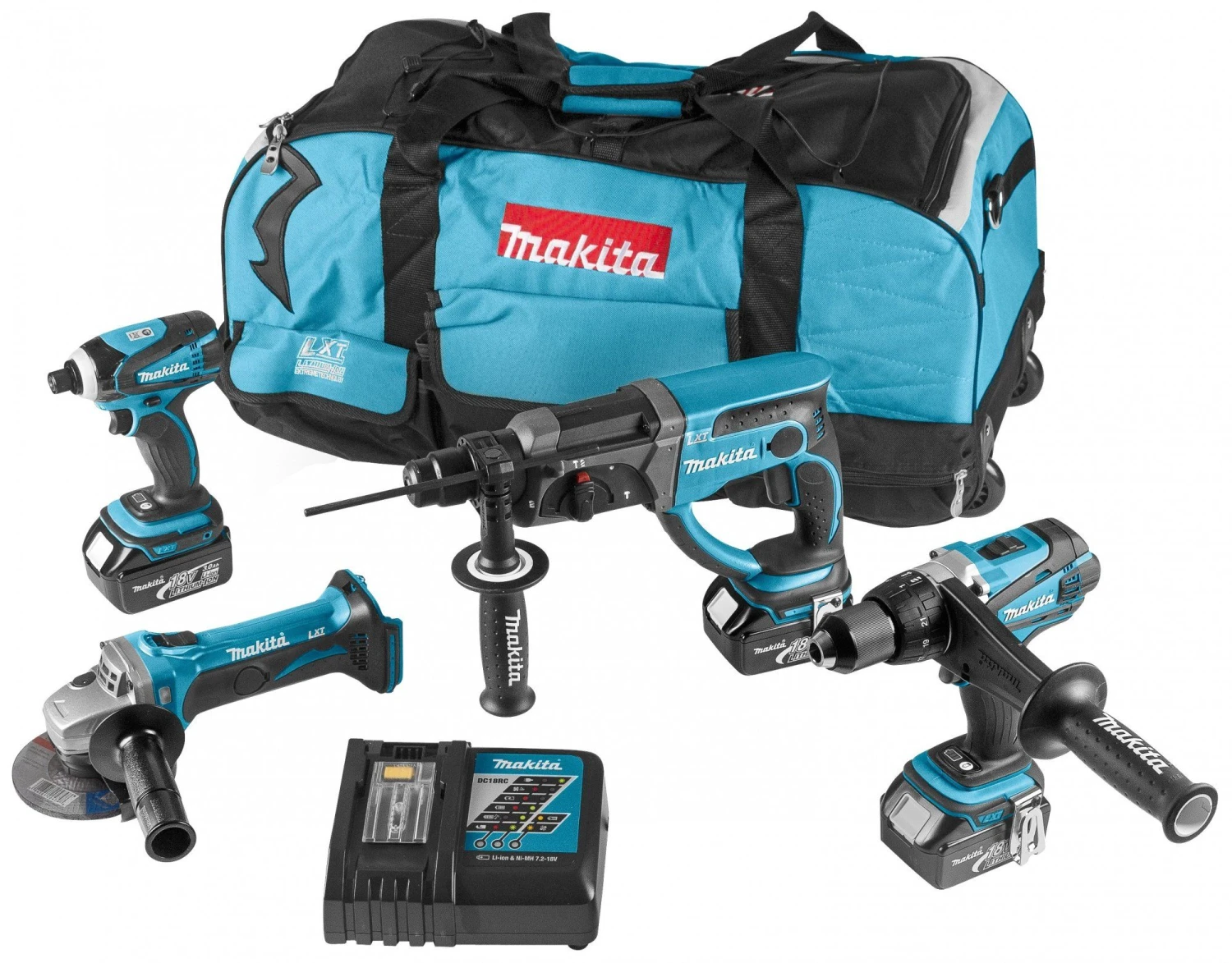 Makita DLX4017 18V Li-Ion Accu 4 Delige Combiset (3x 3.0Ah Accu) In Tas 1 Makita DLX4017 18V Li-Ion Accu 4 Delige Combiset (3x 3.0Ah Accu) In Tas