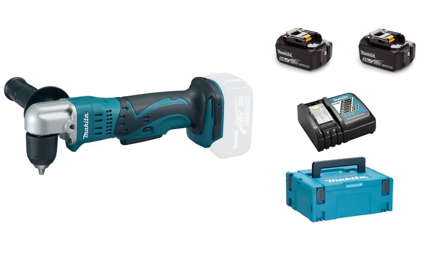 Makita DDA351RTJ 18V Li-Ion Accu Haakse Boor-/schroefmachine Set (2x 5.0Ah Accu) In Mbox 1 Makita DDA351RTJ 18V Li-Ion Accu Haakse Boor-/schroefmachine Set (2x 5.0Ah Accu) In Mbox