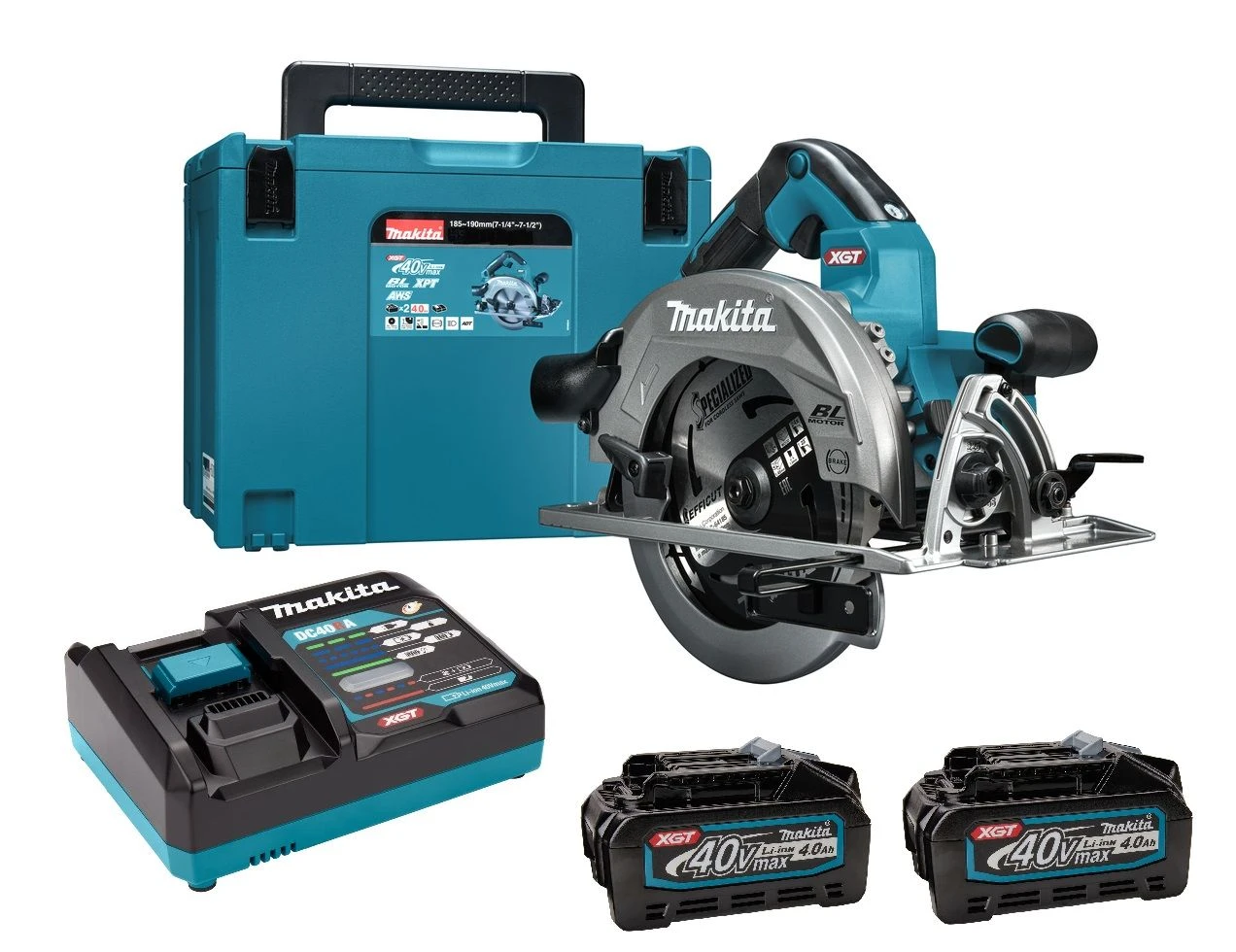 Makita HS003GM201 40V Li-Ion Accu Cirkelzaag Set (2x 4,0Ah) In Mbox - 190mm - Koolborstelloos 1 Makita HS003GM201 40V Li-Ion Accu Cirkelzaag Set (2x 4,0Ah) In Mbox - 190mm - Koolborstelloos