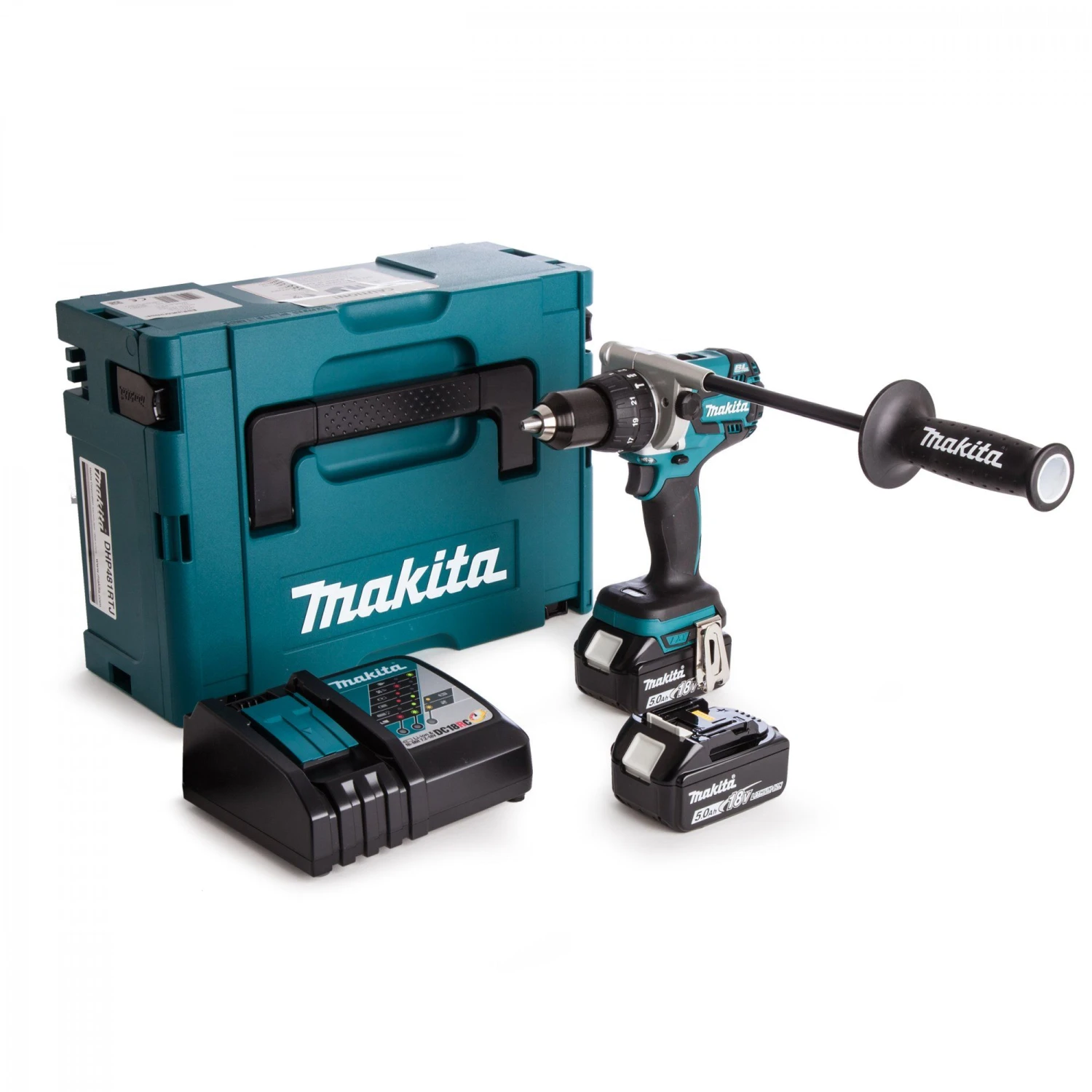 Makita DHP481RTJ 18V Li-Ion Accu Klopboor-/schroefmachine Set (2x 5.0Ah Accu) In Mbox - Koolborstelloos 1 Makita DHP481RTJ 18V Li-Ion Accu Klopboor-/schroefmachine Set (2x 5.0Ah Accu) In Mbox - Koolborstelloos