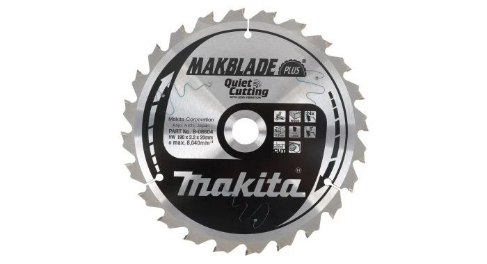 Makita B-08604 Makblade+ Cirkelzaagblad - 190 X 20 X 24T - Hout / MDF / Laminaat 1 Makita B-08604 Makblade+ Cirkelzaagblad - 190 X 20 X 24T - Hout / MDF / Laminaat