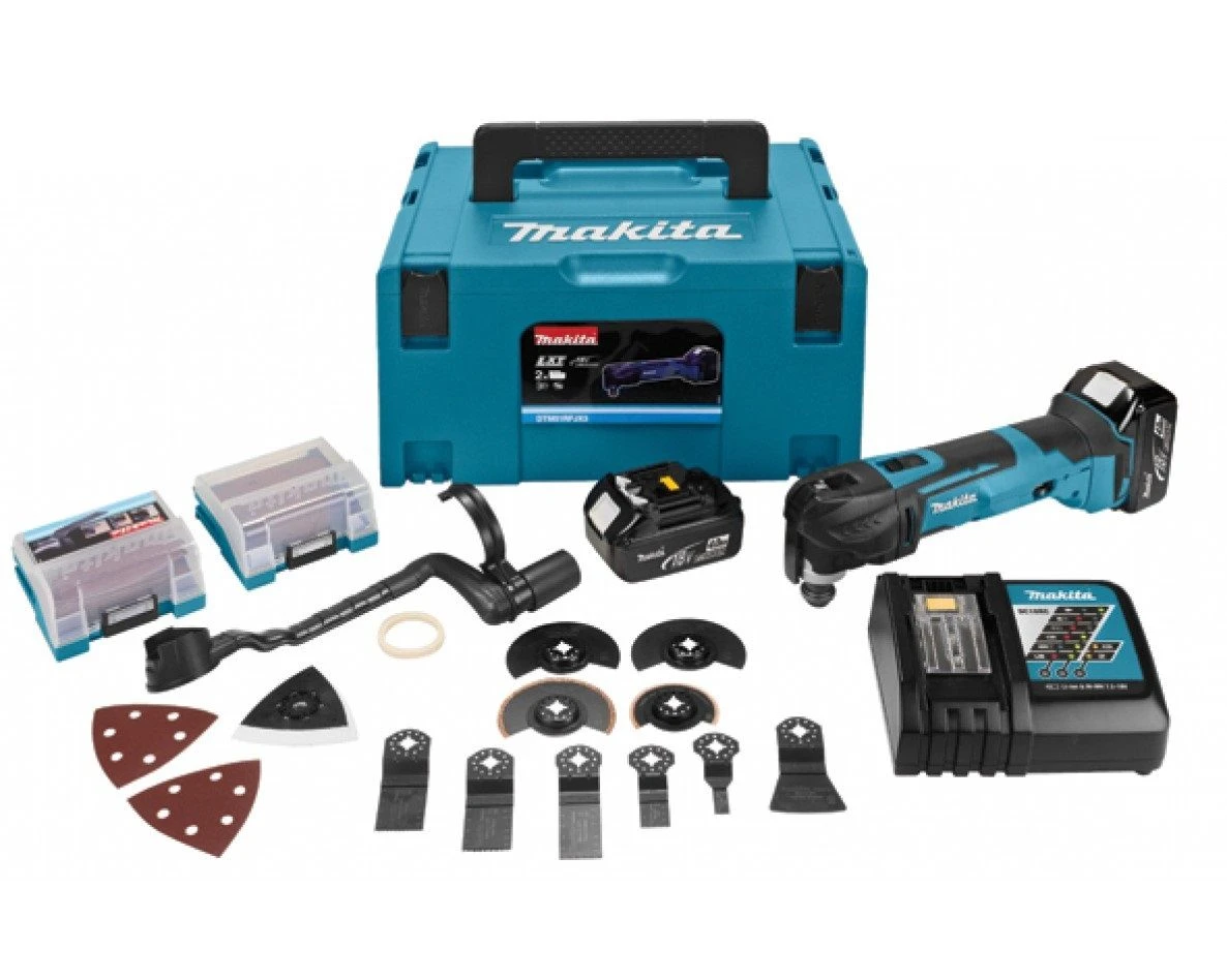 Makita DTM51RTJX3 18V Li-Ion Accu Multitool Set (2x 5.0Ah Accu) + 41 Delige Accessoireset In Mbox - Snelwissel 1 Makita DTM51RTJX3 18V Li-Ion Accu Multitool Set (2x 5.0Ah Accu) + 41 Delige Accessoireset In Mbox - Snelwissel