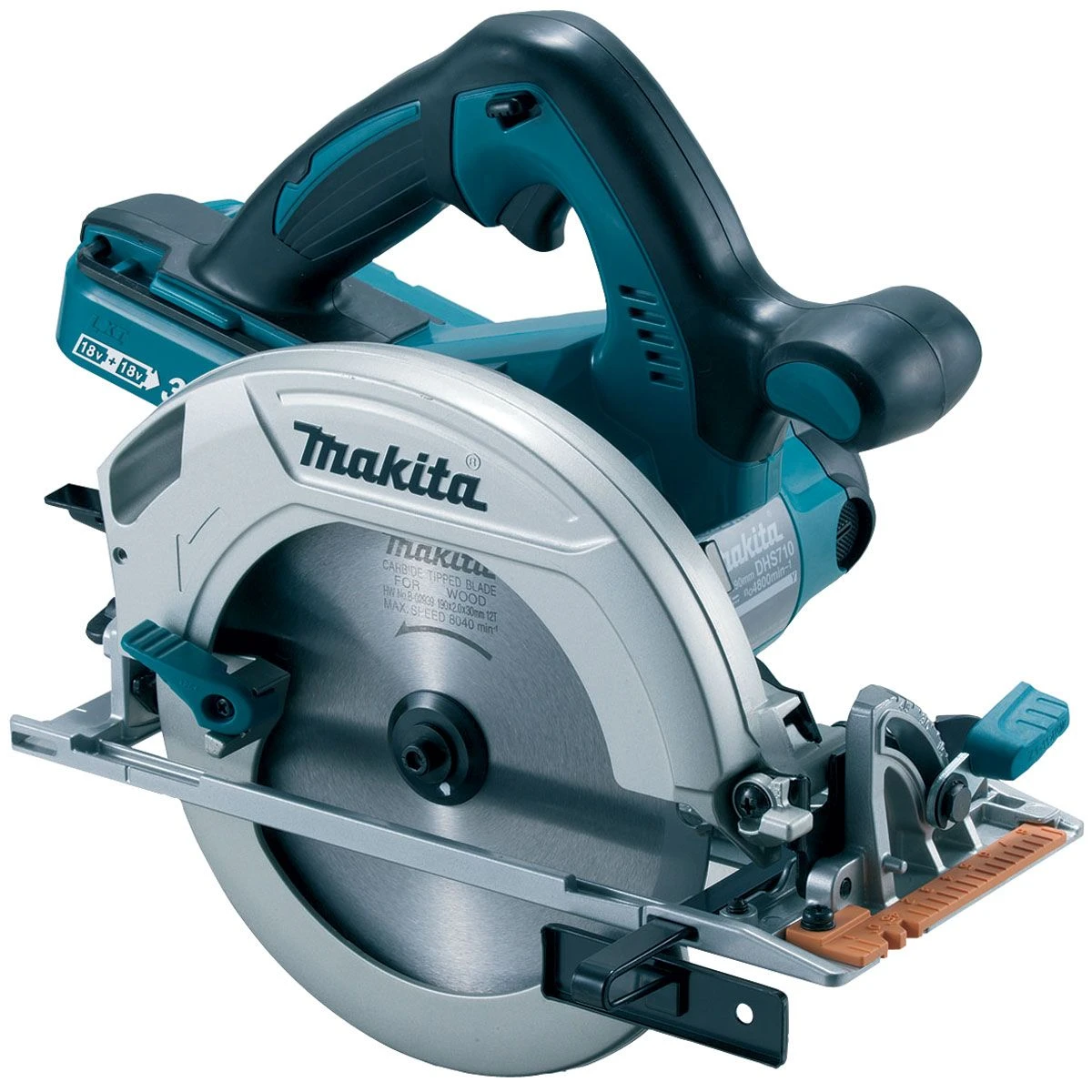 Makita DHS710PT2J 36V (2x 18V) Li-Ion Accu Cirkelzaag Set Incl. Duolader (2x 5.0Ah Accu) In Mbox - 190mm 2 Makita DHS710PT2J 36V (2x 18V) Li-Ion Accu Cirkelzaag Set Incl. Duolader (2x 5.0Ah Accu) In Mbox - 190mm - Afbeelding 2