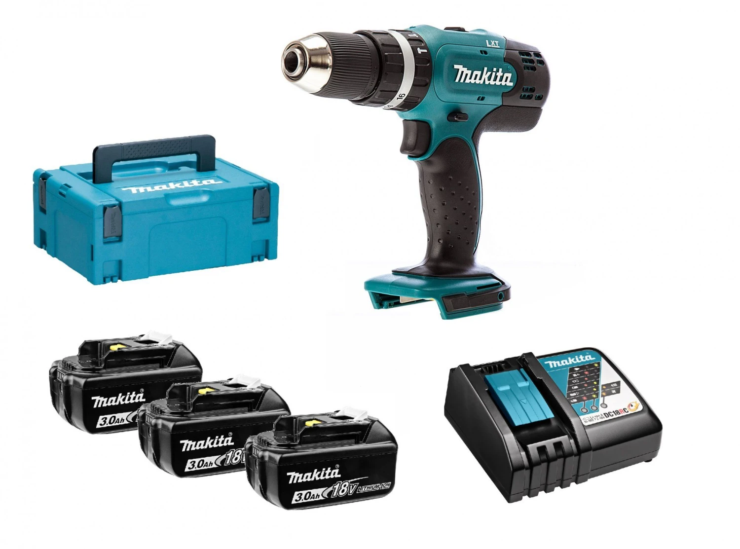 Makita DHP453RF3J 18V Li-Ion Accu Klopboor-/schroefmachine Set (3x 3.0Ah Accu) In Mbox 1 Makita DHP453RF3J 18V Li-Ion Accu Klopboor-/schroefmachine Set (3x 3.0Ah Accu) In Mbox