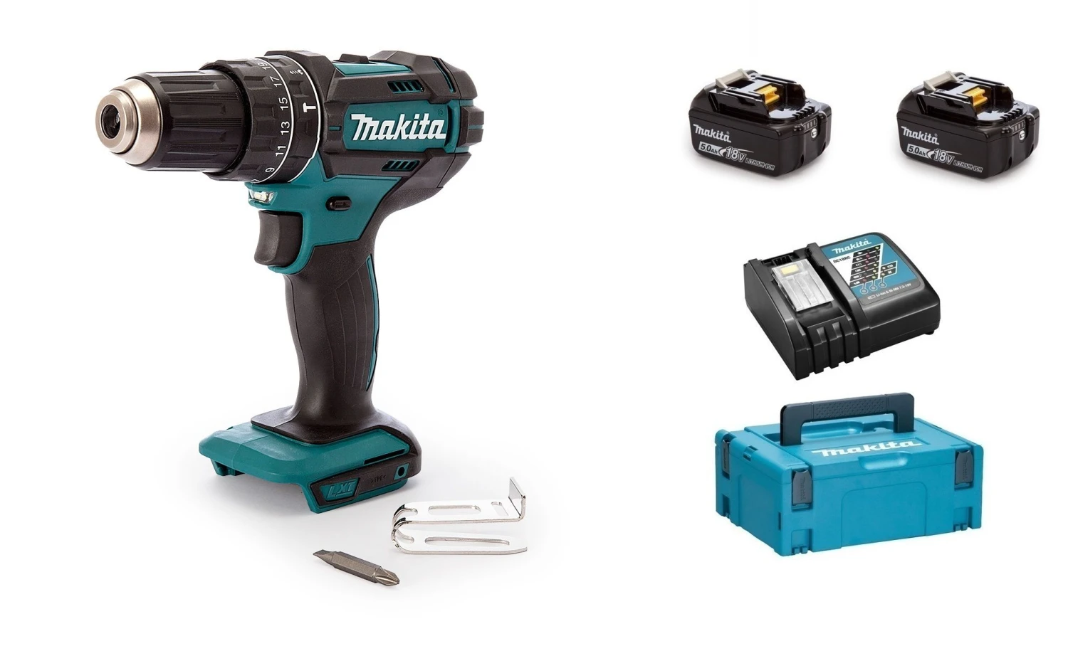 Makita DHP482RTJ 18V Li-Ion Accu Klopboor-/schroefmachine Set (2x 5.0Ah Accu) In Mbox 1 Makita DHP482RTJ 18V Li-Ion Accu Klopboor-/schroefmachine Set (2x 5.0Ah Accu) In Mbox