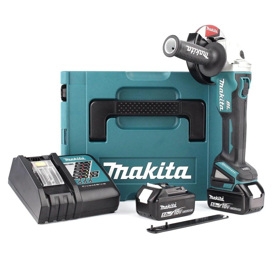 Makita DGA504RTJ 18V Li-Ion Accu Haakse Slijper Set (2x 5.0Ah Accu) In Mbox - 125mm - Koolborstelloos 1 Makita DGA504RTJ 18V Li-Ion Accu Haakse Slijper Set (2x 5.0Ah Accu) In Mbox - 125mm - Koolborstelloos
