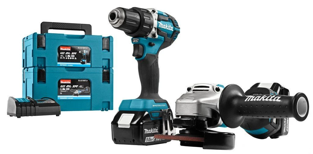 Makita DLX2190TJ1 18V Li-Ion Accu DDF484 Accuboormachine & DGA504 Accu Slijper Combiset (2x 5.0Ah Accu) In MBox 1 Makita DLX2190TJ1 18V Li-Ion Accu DDF484 Accuboormachine & DGA504 Accu Slijper Combiset (2x 5.0Ah Accu) In MBox