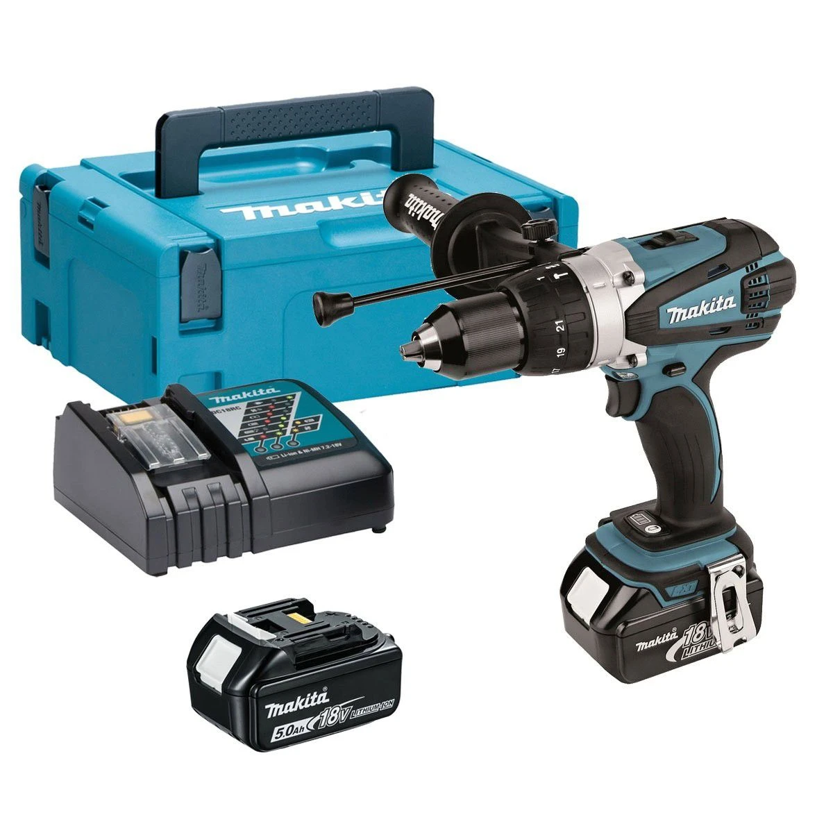 Makita DHP458RTJ 18V Li-Ion Accu Klopboor-/schroefmachine Set (2x 5.0Ah Accu) In Mbox 1 Makita DHP458RTJ 18V Li-Ion Accu Klopboor-/schroefmachine Set (2x 5.0Ah Accu) In Mbox