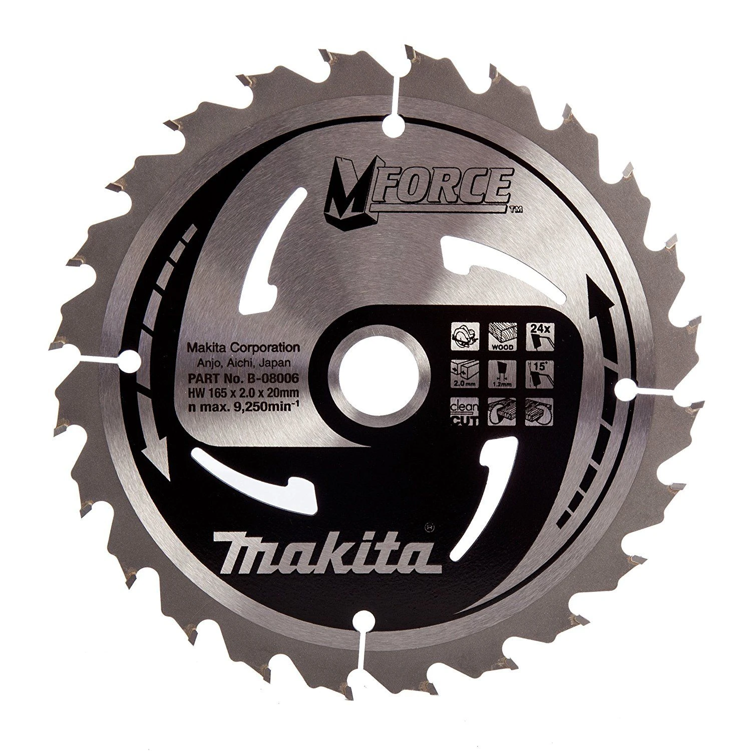 Makita A-89632 / B-08006 Mforce Cirkelzaagblad - 165 X 20 X 24T - Hout 1 Makita A-89632 / B-08006 Mforce Cirkelzaagblad - 165 X 20 X 24T - Hout