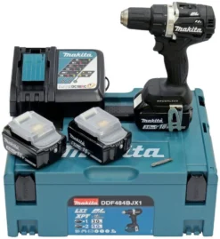 Makita DDF484BJX1 18V Li-Ion Accu Boor-/schroefmachine Set (2x 5.0Ah + 1x 3.0Ah Accu) In Mbox - BLACK - Koolborstelloos