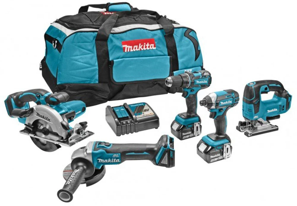 Makita DLX5020T 18V Li-Ion Accu 5-delige Combiset (2x 5,0Ah Accu) In Tas 1 Makita DLX5020T 18V Li-Ion Accu 5-delige Combiset (2x 5,0Ah Accu) In Tas