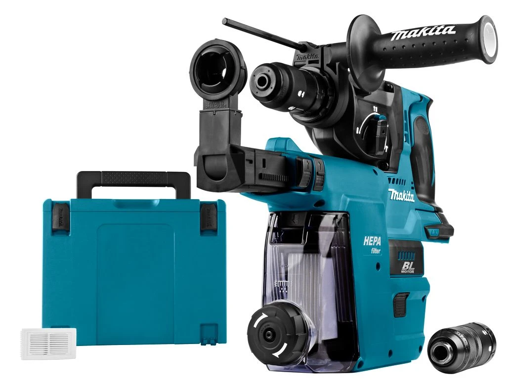 Makita DHR243RMJV 18V Li-Ion Accu SDS-plus Combihamer Incl. Snelspanboorkop En Stofafzuiging Set (2x 4.0Ah Accu) In Mbox - 2J - Koolborstelloos 2 Makita DHR243RMJV 18V Li-Ion Accu SDS-plus Combihamer Incl. Snelspanboorkop En Stofafzuiging Set (2x 4.0Ah Accu) In Mbox - 2J - Koolborstelloos - Afbeelding 2