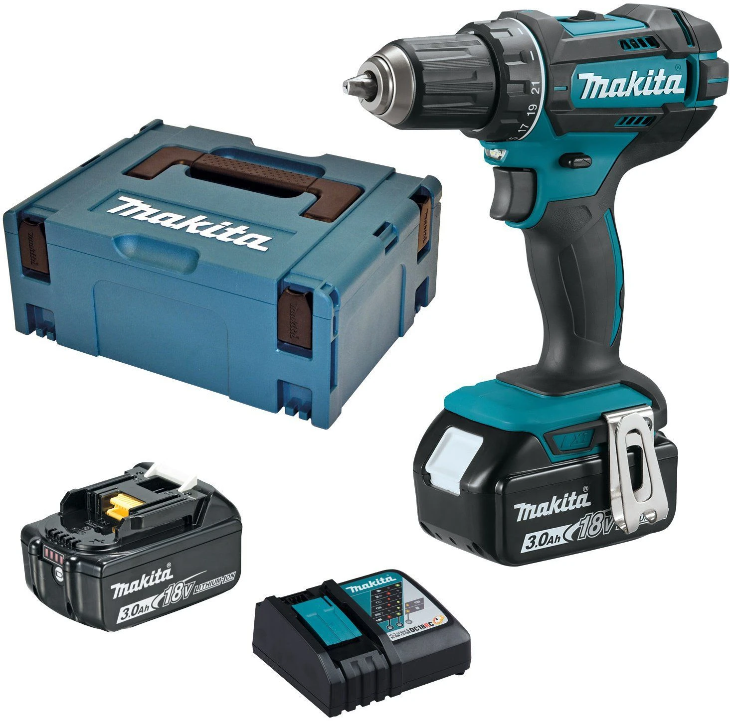 Makita DDF482RFJ 18V Li-Ion Accu Boor-/schroefmachine Set (2x 3.0Ah Accu) In Mbox 1 Makita DDF482RFJ 18V Li-Ion Accu Boor-/schroefmachine Set (2x 3.0Ah Accu) In Mbox