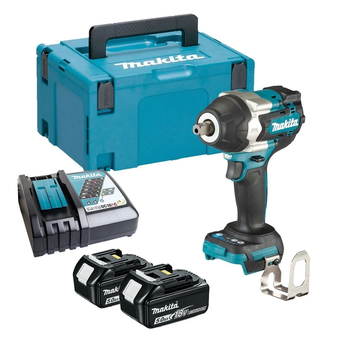 Makita DTW701RTJ 18V Li-Ion Accu Slagmoersleutel Set (2x 5.0Ah Accu) In Mbox - 700 Nm - 1/2" Pin - Koolborstelloos 1 Makita DTW701RTJ 18V Li-Ion Accu Slagmoersleutel Set (2x 5.0Ah Accu) In Mbox - 700 Nm - 1/2" Pin - Koolborstelloos