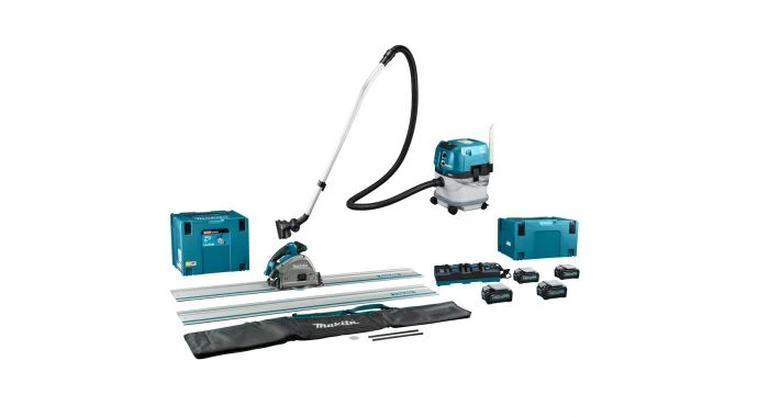 Makita DK0195G201 XGT 40 V Max Li-Ion Accu Invalzaag(SP001G) & Stofzuiger (VC004G) Combiset (4x 4.0Ah Accu) Incl. Geleiderail 1500 Mm (2 St), Koppelstripset En Tas 1 Makita DK0195G201 XGT 40 V Max Li-Ion Accu Invalzaag(SP001G) & Stofzuiger (VC004G) Combiset (4x 4.0Ah Accu) Incl. Geleiderail 1500 Mm (2 St), Koppelstripset En Tas