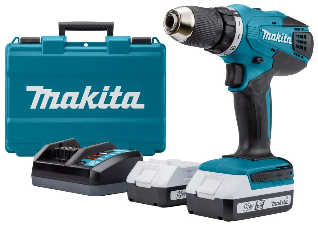 Makita HP457DWE 18V Li-Ion Accu Klopboor-/schroefmachine Set (2x 1.5Ah Accu) In Koffer 2 Makita HP457DWE 18V Li-Ion Accu Klopboor-/schroefmachine Set (2x 1.5Ah Accu) In Koffer - Afbeelding 2
