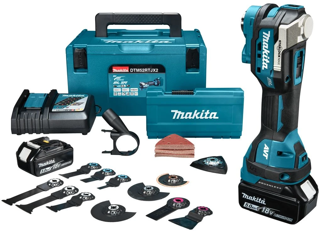 Makita DTM52RTJX2 18V Li-Ion Accu Multitool (2x 5,0Ah) Incl. Accessoireset In Mbox - Koolborstelloos 1 Makita DTM52RTJX2 18V Li-Ion Accu Multitool (2x 5,0Ah) Incl. Accessoireset In Mbox - Koolborstelloos